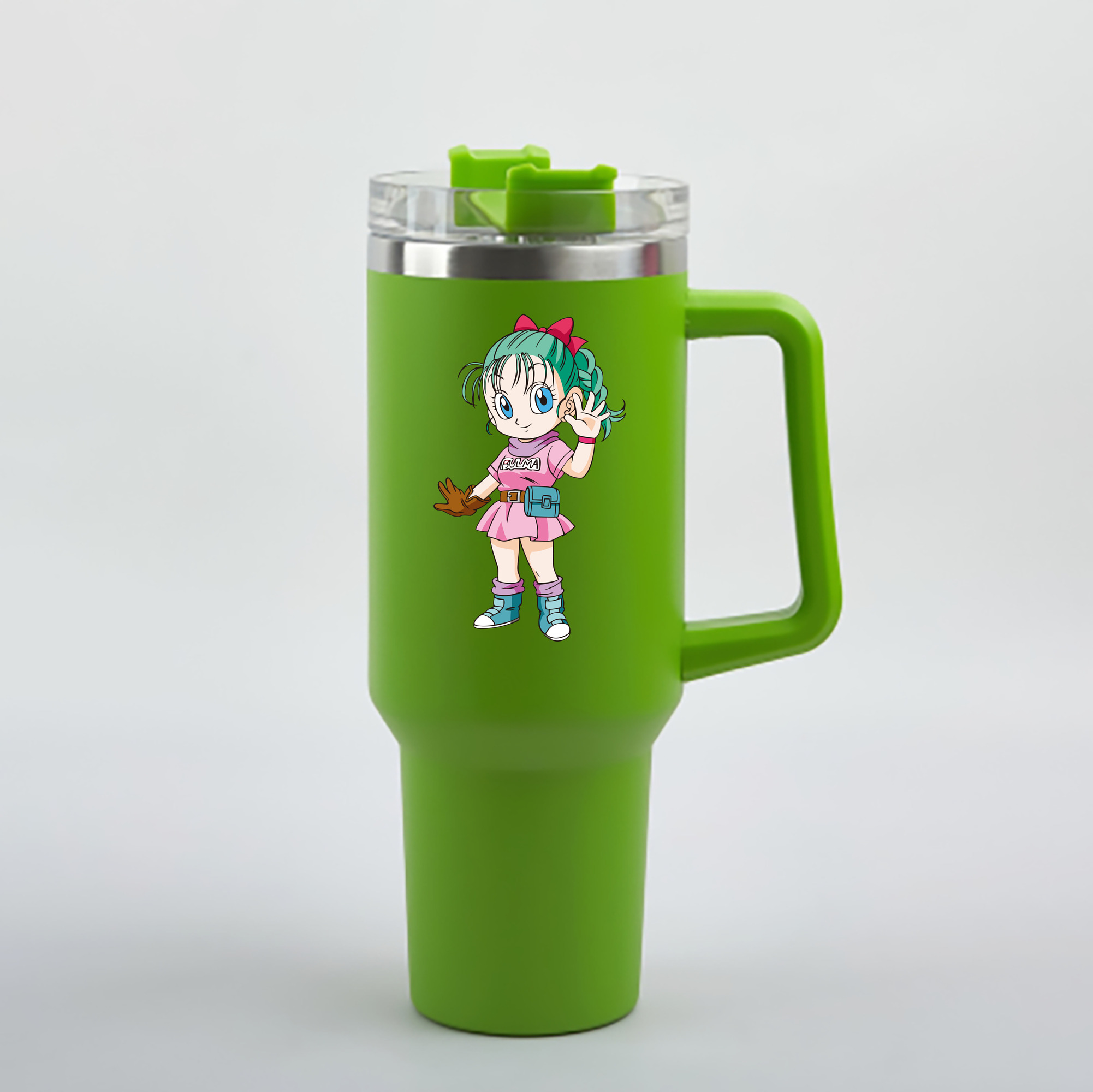 （画像用） ドラゴンボール ブルマ DRAGON BALL Bulma 1200mL車用タンブラー - クリスタルステッカー（プラスチックストロー付き）